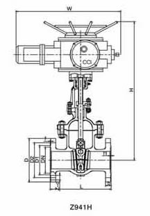 J941H-16C电动截止阀外形结构尺寸图